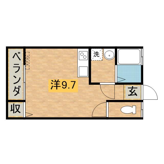 旭ヶ丘ハイツ(ワンルーム/2階)の間取り写真