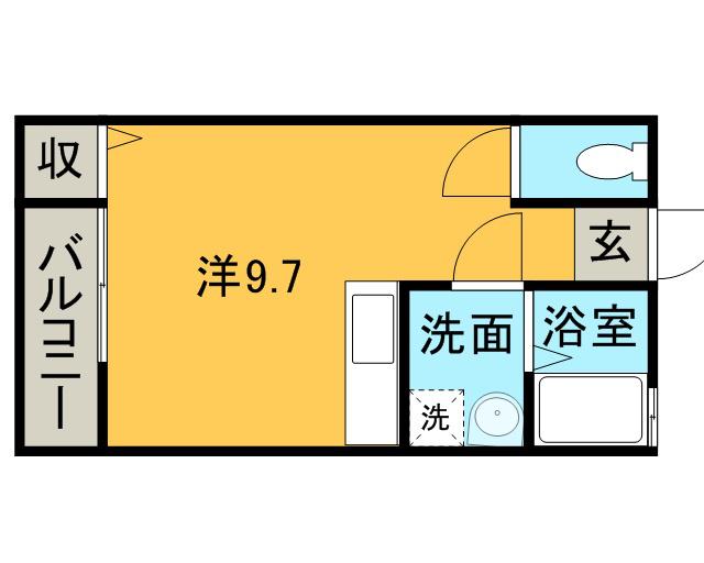 旭ヶ丘ハイツ(ワンルーム/2階)の間取り写真