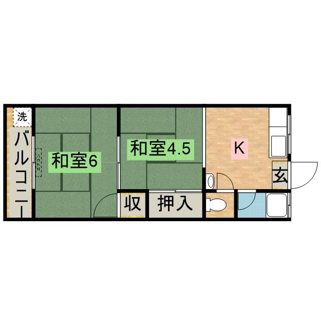 紀宝ハイツ(2K/2階)の間取り写真