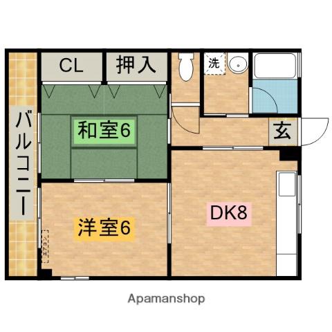 ユタカマンション(2DK/1階)の間取り写真