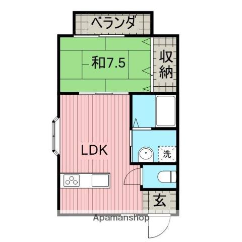 ハイツNRみなべⅡ(1LDK/2階)の間取り写真