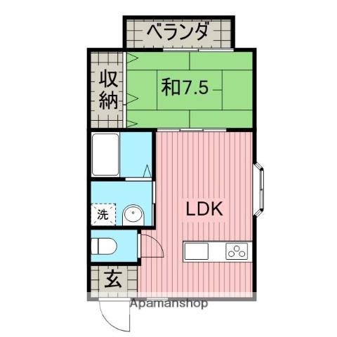 ハイツNRみなべⅡ(1LDK/2階)の間取り写真