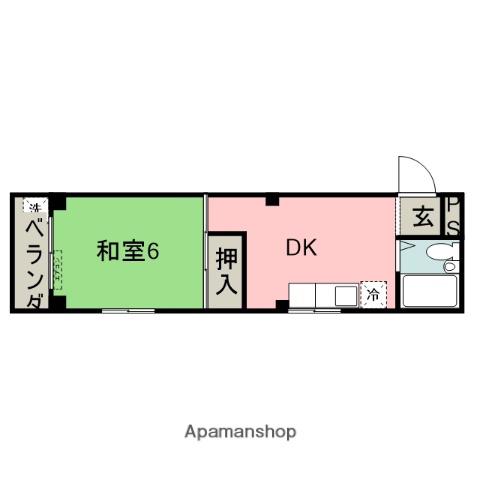 サンハウス90(1DK/2階)の間取り写真