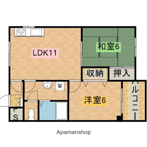 PKマンション(2LDK/3階)の間取り写真