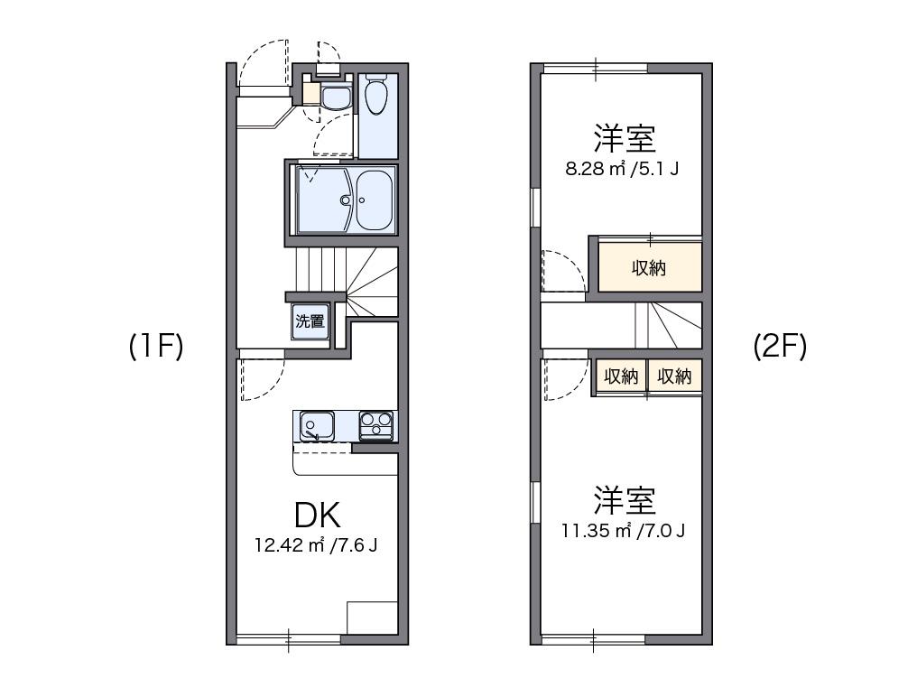 レオパレス秋津Ⅱ(2DK/1階)の間取り写真