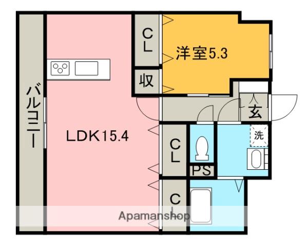 エルグランディーA RA ウエスト(1LDK/1階)の間取り写真