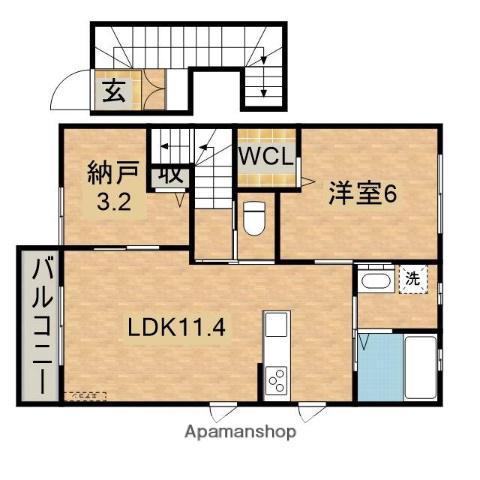 シャーメゾンCRECIA(1SLDK/2階)の間取り写真