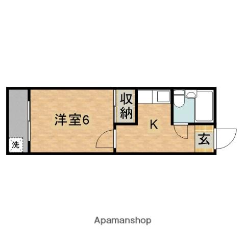HILLS朝日ヶ丘(1K/1階)の間取り写真