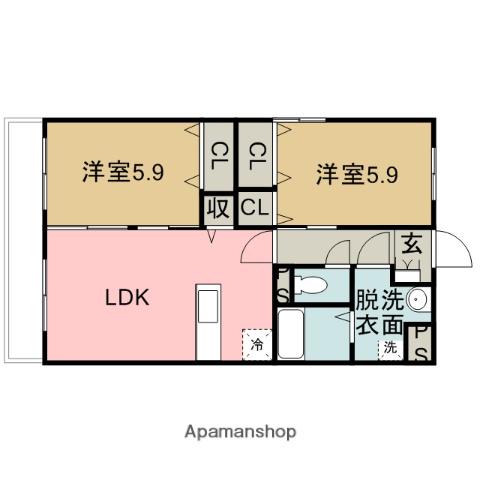 ハブアドリーム(2LDK/1階)の間取り写真