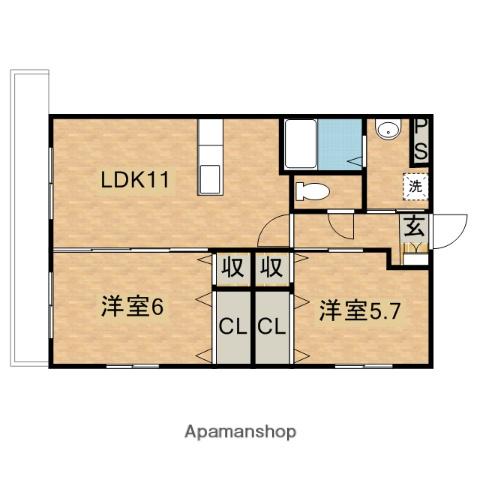エルグランディARA サウス(2LDK/3階)の間取り写真