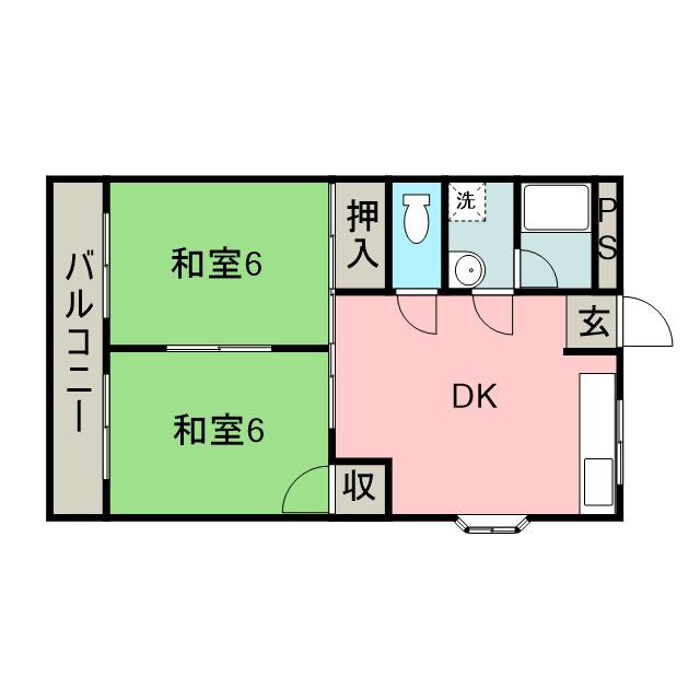 コーポカサマⅡ(2DK/3階)の間取り写真