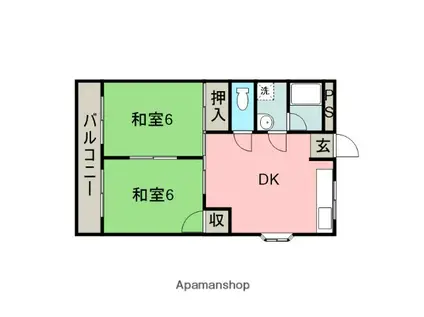 コーポカサマⅡ(2DK/3階)の間取り写真