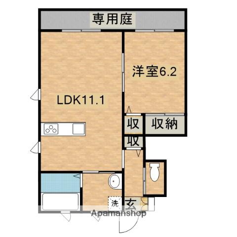 メゾン心(1LDK/1階)の間取り写真
