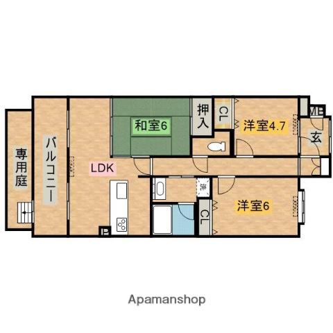 ファミールヴィラ紀伊田辺C棟(3LDK/1階)の間取り写真