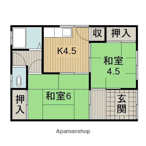 マンション珂志摩(2K/2階)の間取り写真
