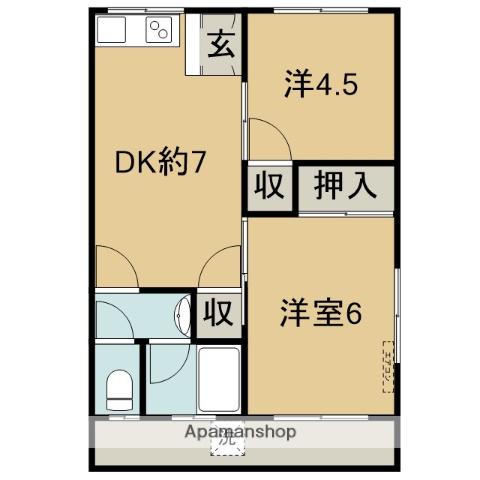 コーポそら(2DK/1階)の間取り写真