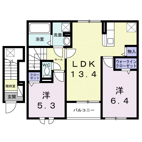 LA GRACE Ⅱ(2LDK/2階)の間取り写真