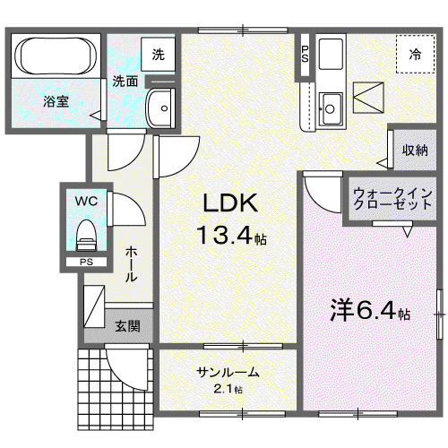 LA GRACE Ⅱ(1LDK/1階)の間取り写真