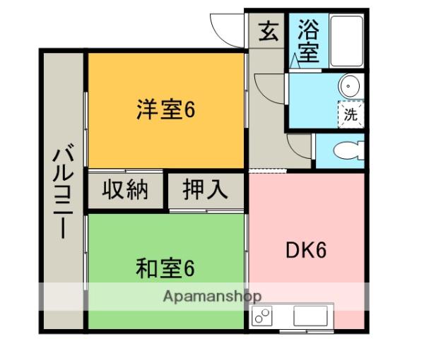 KSHOUSE(2DK/2階)の間取り写真