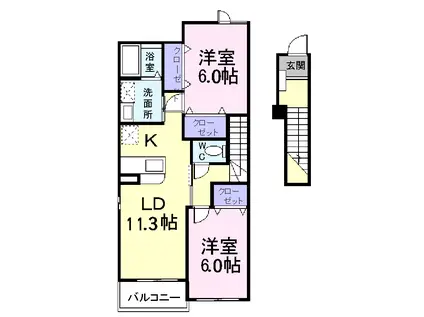 メゾンブリアンⅡ(2LDK/2階)の間取り写真