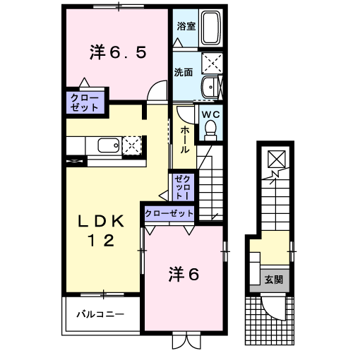 阪和線 紀伊駅 バス乗車時間：10分 山村停バス停で下車 徒歩8分 2階建 築18年(2LDK/2階)の間取り写真