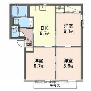 和歌山線 妙寺駅 徒歩5分 2階建 築25年(3DK/1階)の間取り写真