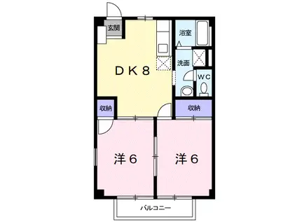 和歌山線 岩出駅 徒歩23分 2階建 築30年(2DK/2階)の間取り写真