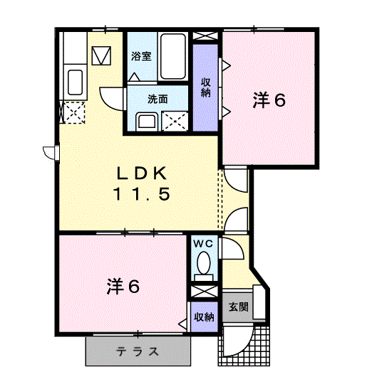 和歌山線 岩出駅 徒歩50分 2階建 築24年(2LDK/1階)の間取り写真