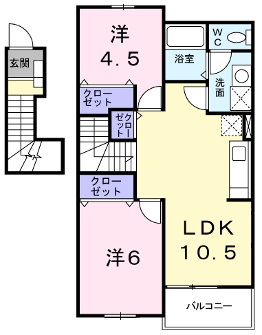 ガーデンクレストⅡ(2LDK/2階)の間取り写真