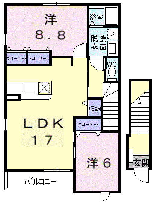 和歌山線 粉河駅 徒歩5分 2階建 築20年(2LDK/2階)の間取り写真