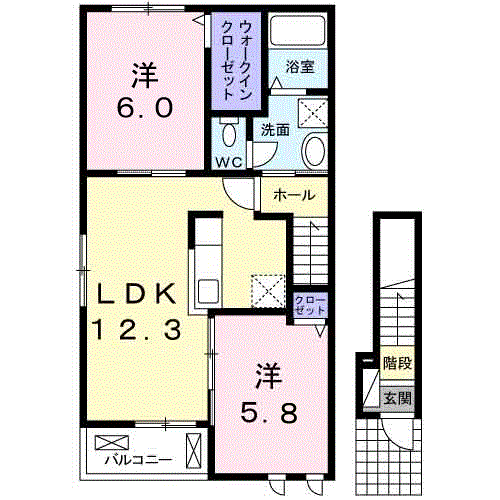 和歌山線 下兵庫駅(和歌山) 徒歩10分 2階建 築10年(2LDK/2階)の間取り写真