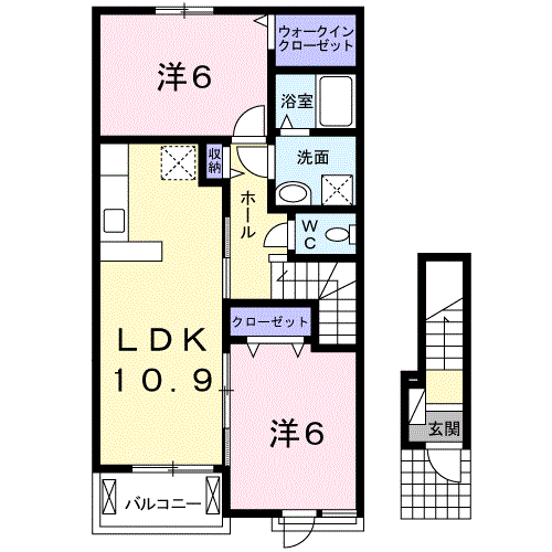 フォレスタ橋本Ⅱ(2LDK/2階)の間取り写真