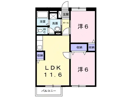 ハイツシャルマンリコB(2LDK/2階)の間取り写真