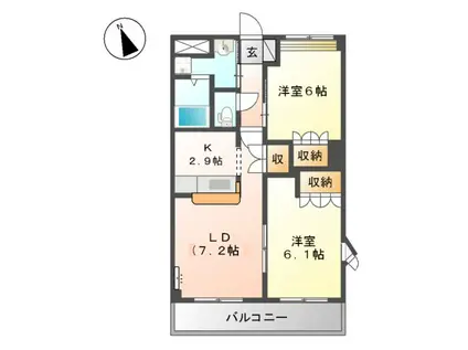 和歌山線 船戸駅 徒歩7分 2階建 築19年(2LDK/2階)の間取り写真