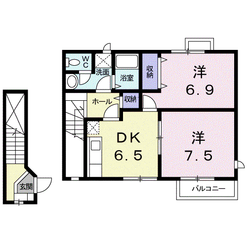 トムテヒュース(2DK/2階)の間取り写真