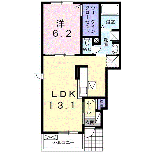 モルゲンロートⅡ(1LDK/1階)の間取り写真