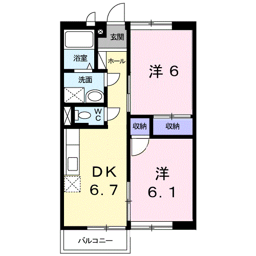 和歌山線 岩出駅 バス乗車時間：18分 桃山町営バス役場前バス停で下車 徒歩4分 2階建 築30年(2DK/2階)の間取り写真