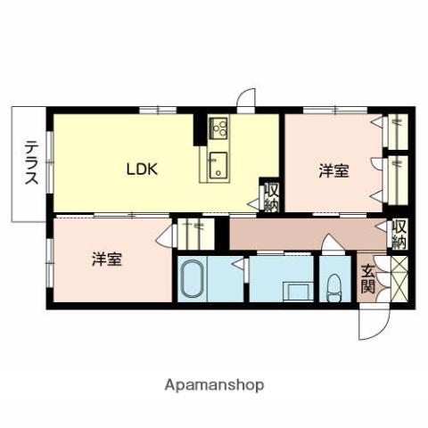 メゾン ド ソレイユ(2LDK/1階)の間取り写真