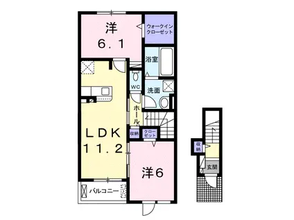 クルール ミエル(2LDK/2階)の間取り写真