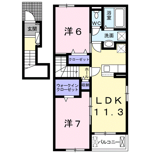 ラペーシュ神田(2LDK/2階)の間取り写真