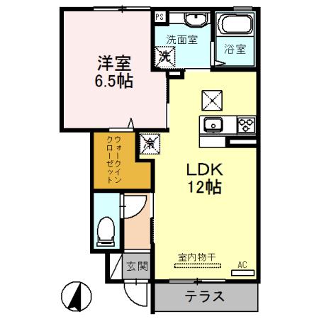 D-ROOM下井阪南(1LDK/1階)の間取り写真