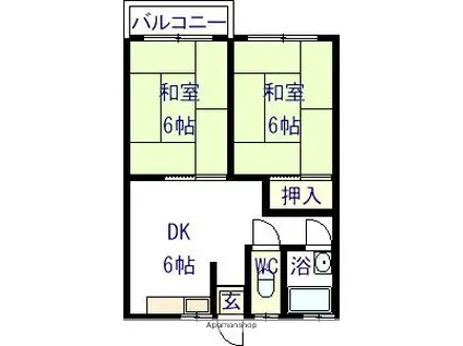 地村第二ビル(2DK/3階)の間取り写真