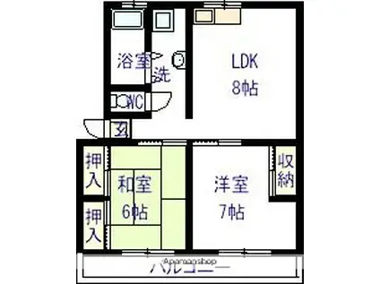 シティハイムフクイ(2LDK/1階)の間取り写真