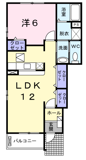 シャンドフルールⅡ(1LDK/1階)の間取り写真