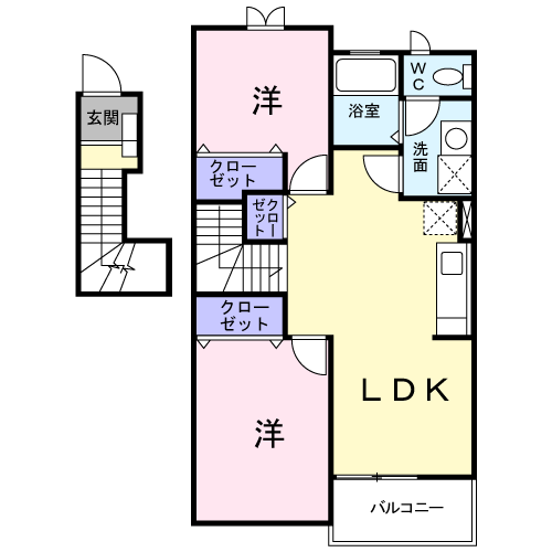 ベリエエトワールⅡ(2LDK/2階)の間取り写真