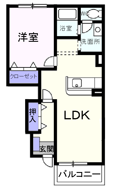 ドゥライラート(1LDK/1階)の間取り写真