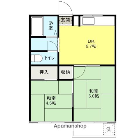 第二双葉ハイツ(2DK/3階)の間取り写真
