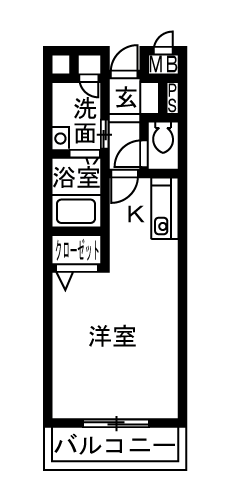 トゥールモンド(1K/1階)の間取り写真