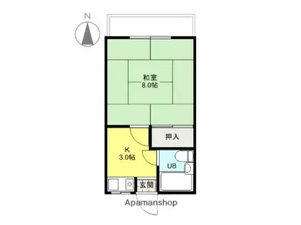 アップルハウス(1K/2階)の間取り写真