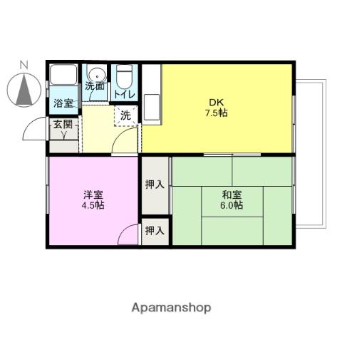 北川コーポ(2DK/3階)の間取り写真